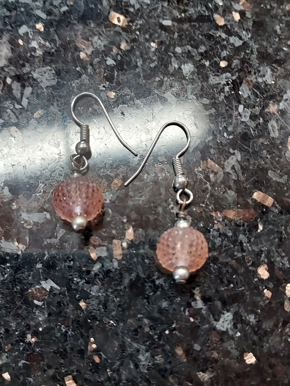 Delicate Pink Bead Drop Earrings - Women Jewelry